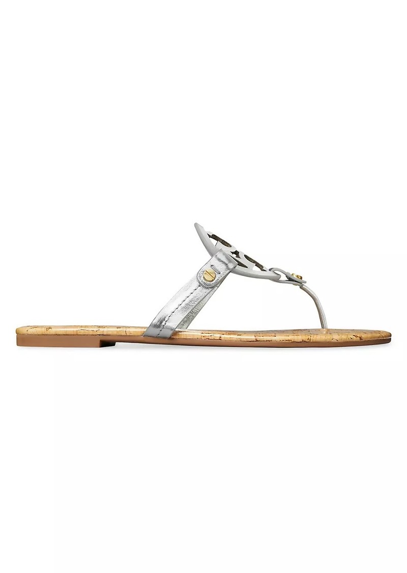 Tory Burch Miller Metallic Leather Flip Flop Sandals