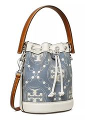 Tory Burch Mini T Monogram Denim Bucket Bag