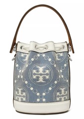 Tory Burch Mini T Monogram Denim Bucket Bag