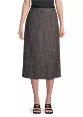 Tory Burch Overlap Wool Tweed Midi Skirt