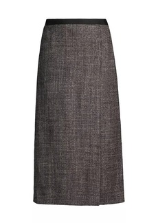 Tory Burch Overlap Wool Tweed Midi Skirt