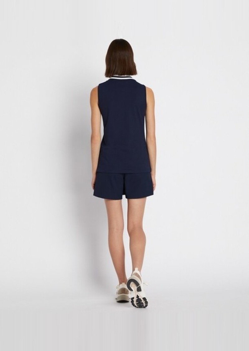 Performance Piqué Pleated-Collar Sleeveless Polo - 57% Off!