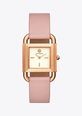 Tory Burch Phipps Watch, Pink Leather/Rose Gold-Tone, 29 X 42 MM