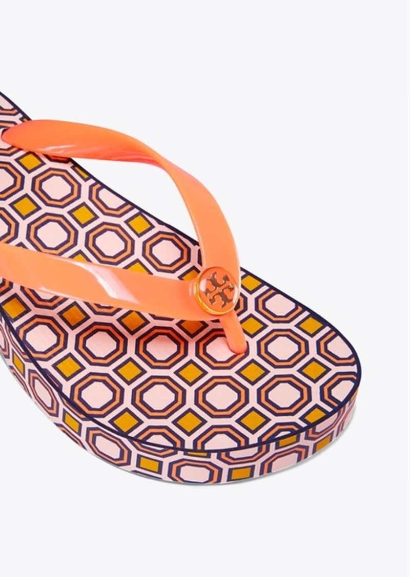 Tory Burch PRINTED CARVED WEDGE FLIP-FLOP | Shoes