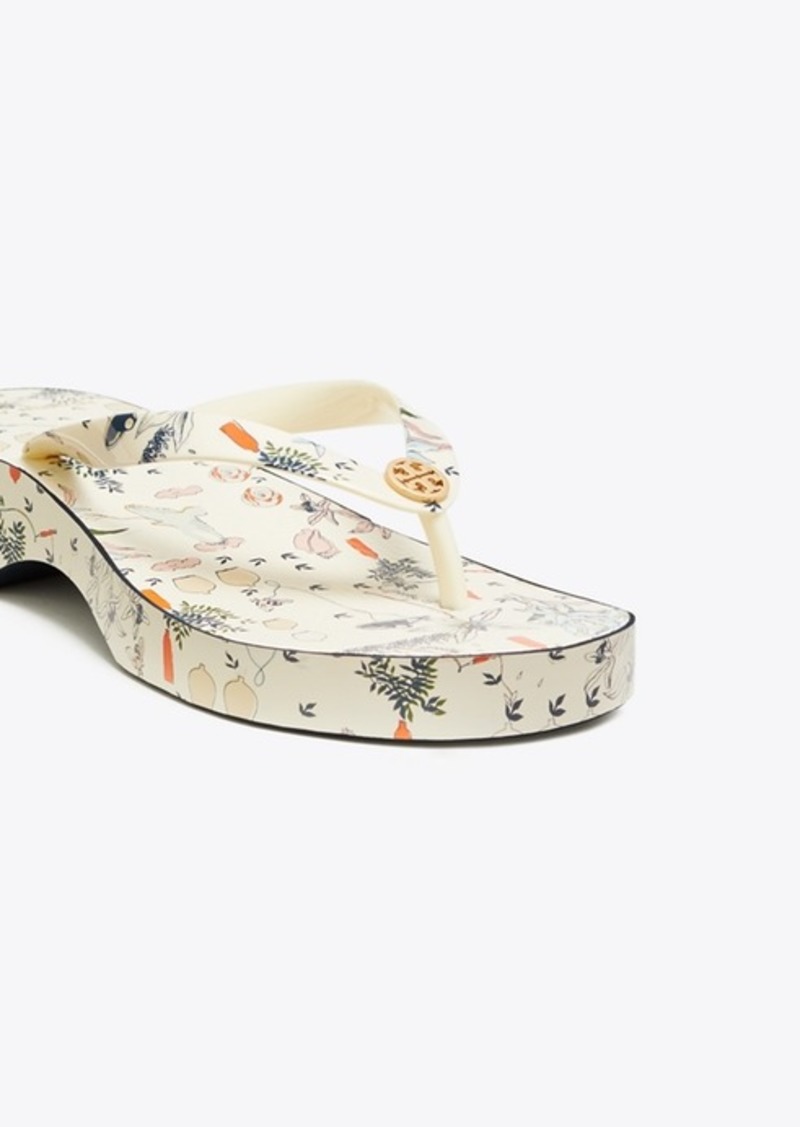 Tory Burch PRINTED CARVED-WEDGE FLIP-FLOP | Shoes