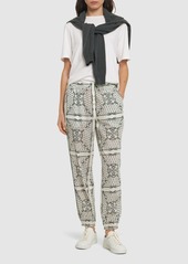 Tory Burch Printed Cotton Mid Rise Pants