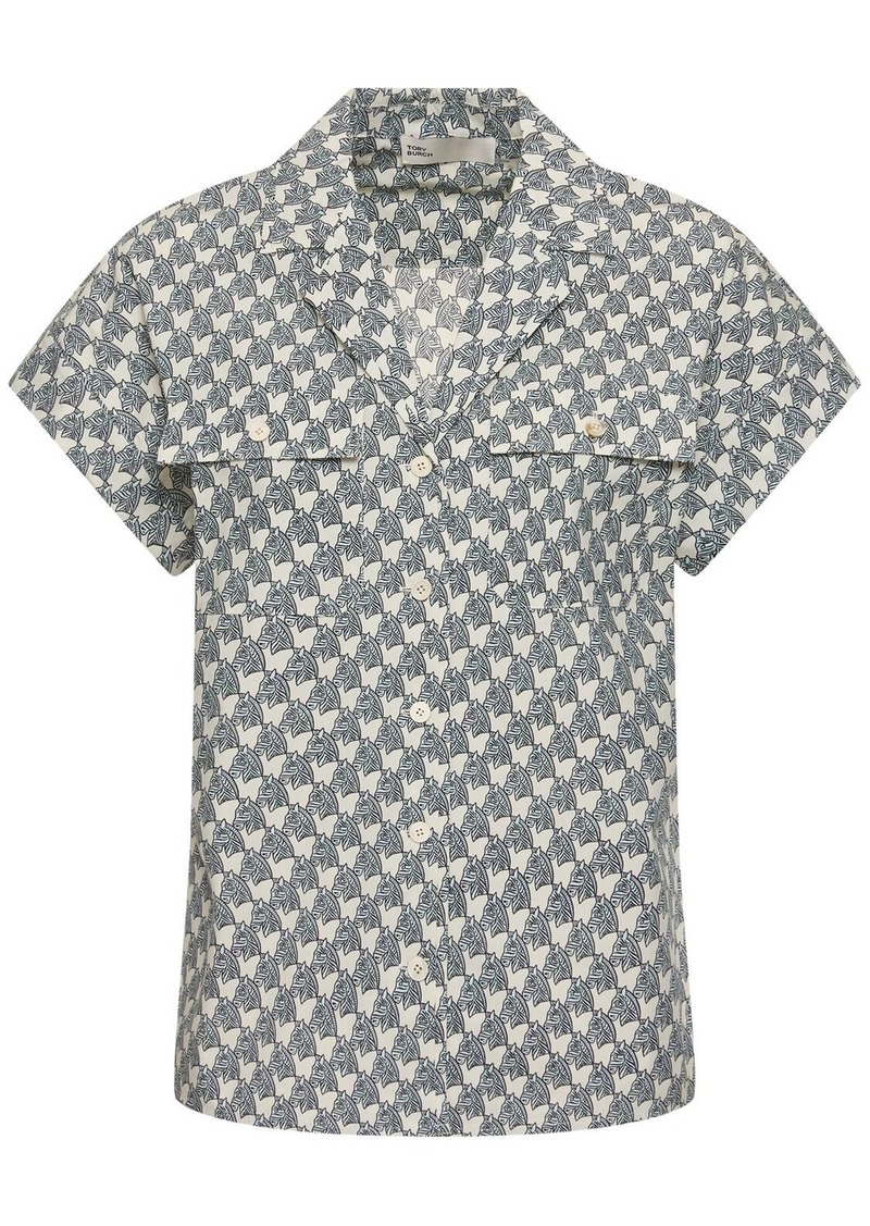 Tory Burch Printed Cotton Poplin Camp Shirt