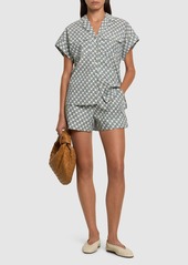 Tory Burch Printed Cotton Poplin Camp Shorts