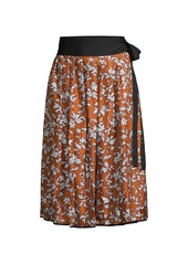 Tory Burch Printed Silk Pleated Skirt