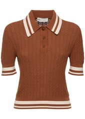 Tory Burch Retro Cotton Pointelle Polo Shirt