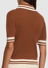 Tory Burch Retro Cotton Pointelle Polo Shirt