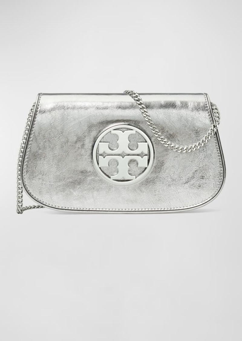 Tory Burch Reva Metallic Medallion Clutch Bag