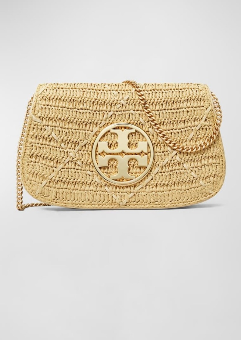 Tory Burch Reva Straw Clutch Bag