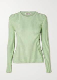 Tory Burch Ribbed Metallic Wool-blend Sweater