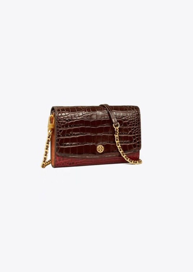 Tory Burch Robinson Embossed Color-Block Chain Wallet | Misc Accessories