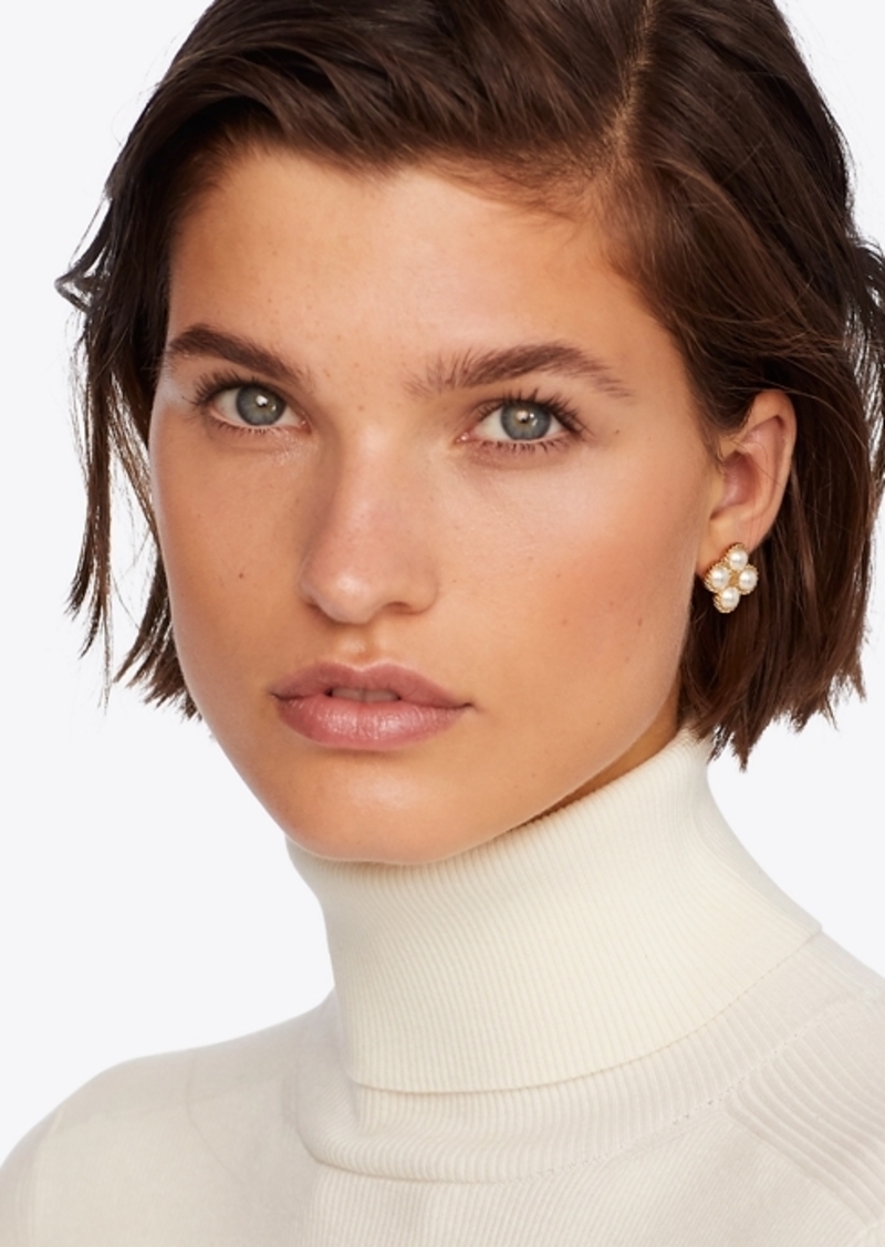 Tory Burch ROPE CLOVER PEARL STUD EARRING | Jewelry