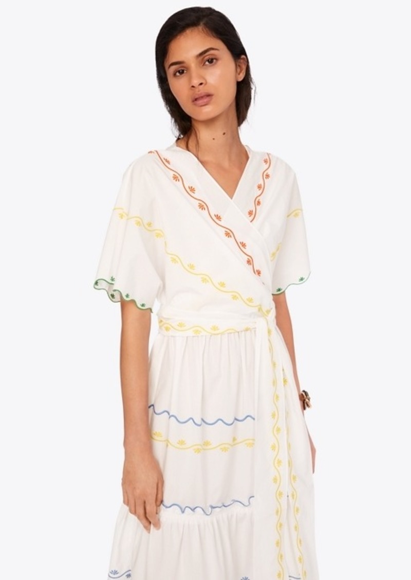 Tory Burch SCALLOPED EMBROIDERED WRAP ...
