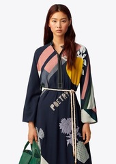 Tory Burch Scarf-Print Embroidered Dress | Dresses