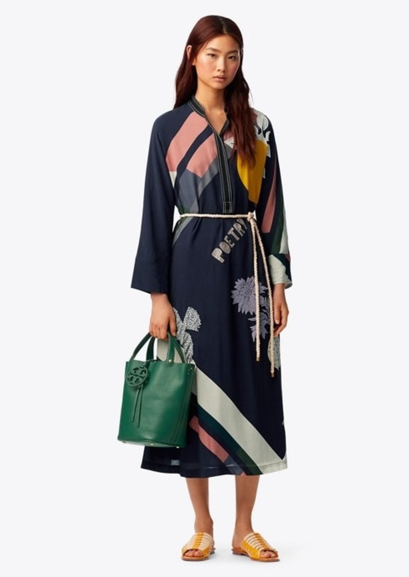 Tory Burch Scarf-Print Embroidered Dress | Dresses