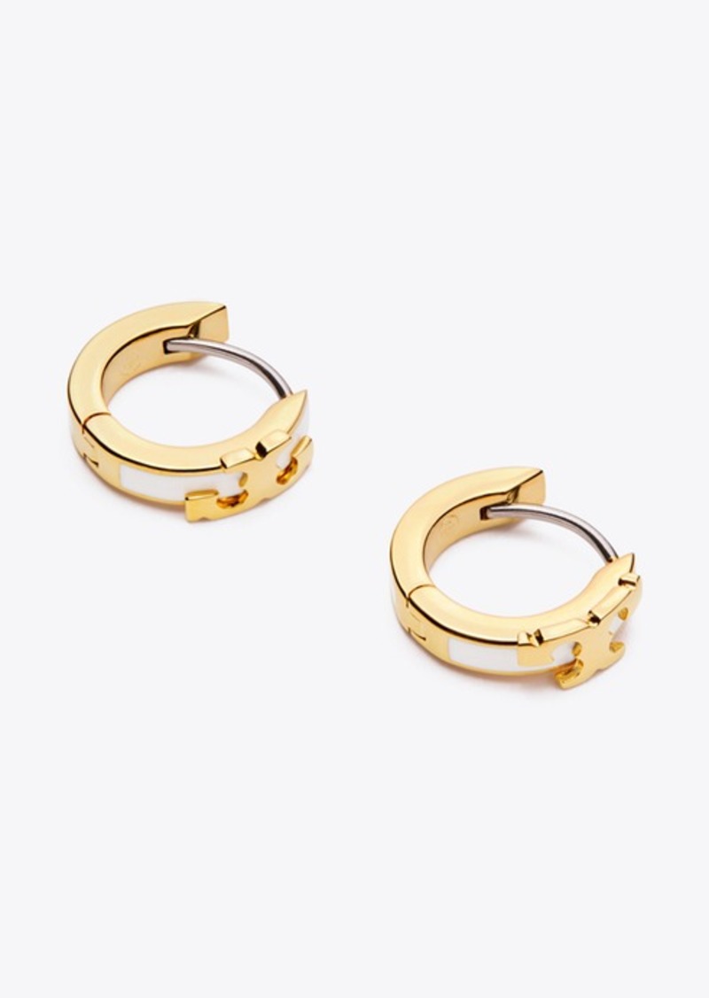 Tory Burch Serif-T Enameled Huggie Hoop Earring | Jewelry