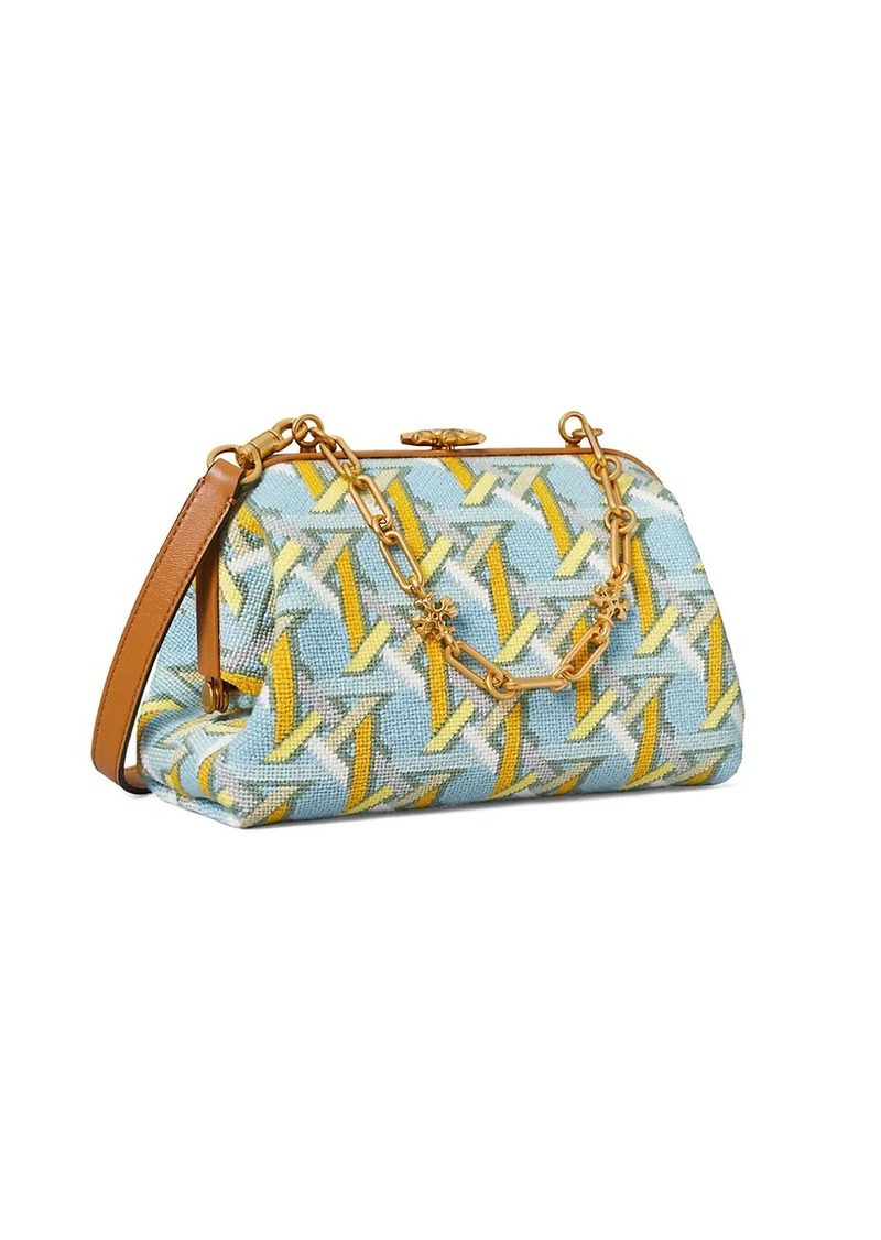 Small Cleo Needlepoint Linen Shoulder Bag - 50% Off!