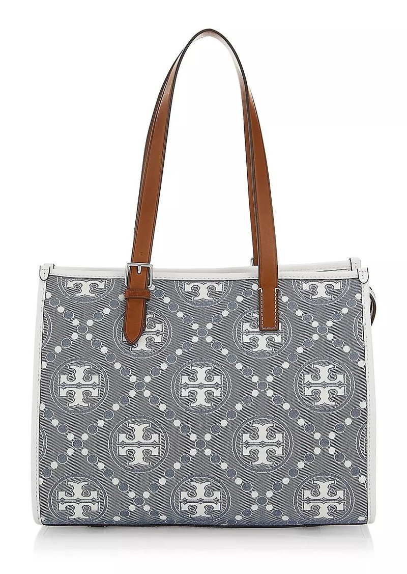 Tory Burch Small T Monogram Denim Tote Bag