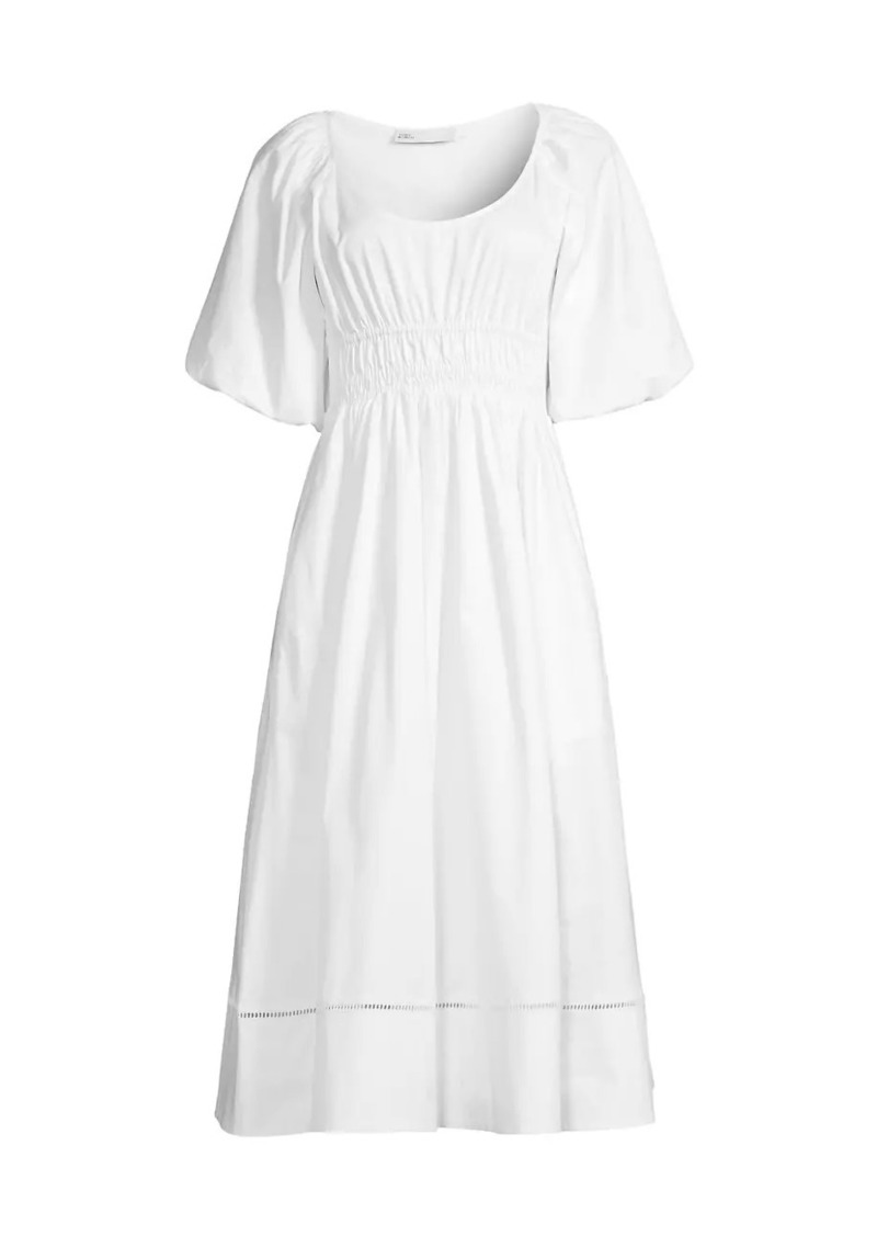 Tory Burch Smocked Cotton Midi-Dress