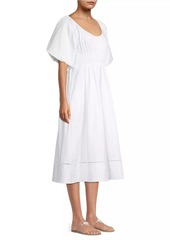 Tory Burch Smocked Cotton Midi-Dress