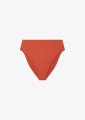 Tory Burch Solid High-Waisted Bikini Bottom