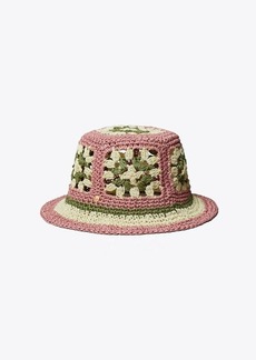 Tory Burch Straw Crochet Short-Brim Bucket Hat