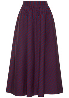 Tory Burch Striped Cotton Poplin Midi Skirt