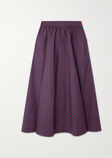 Tory Burch Striped Cotton-poplin Midi Skirt
