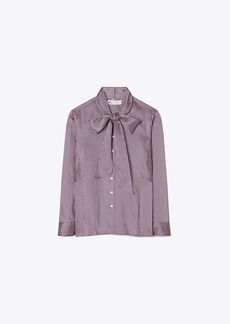 Tory Burch Striped Viscose Bow Blouse