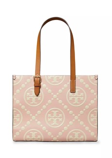 Tory Burch T Monogram Contrast Embossed Leather Tote Bag