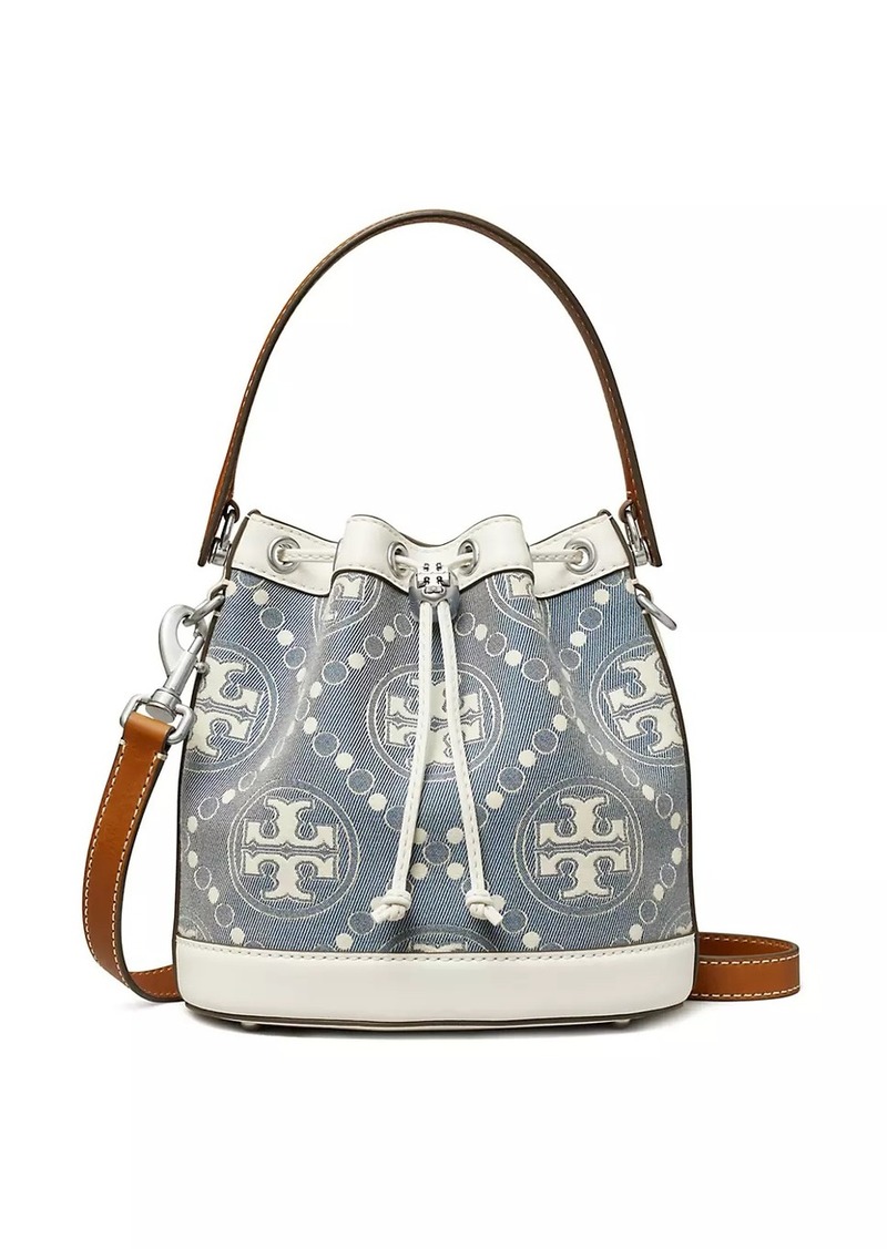 Tory Burch T Monogram Denim Bucket Bag