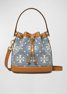 Tory Burch T Monogram Denim Bucket Bag