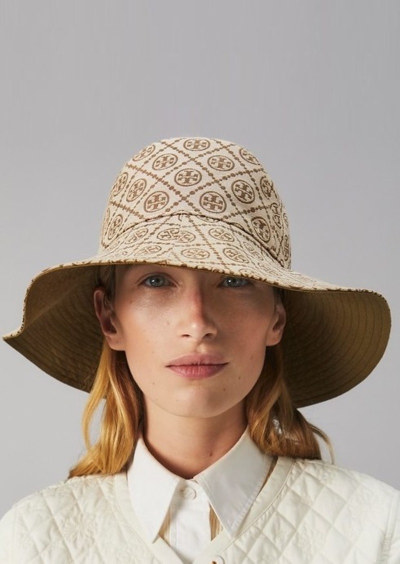 Tory Burch Women's Double T Monogram Short-Brim Bucket Hat - Hazel - Size Medium