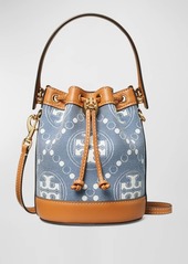 Tory Burch T Monogram Mini Denim Bucket Bag