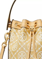 Tory Burch T Monogram Raffia Mini Bucket Bag