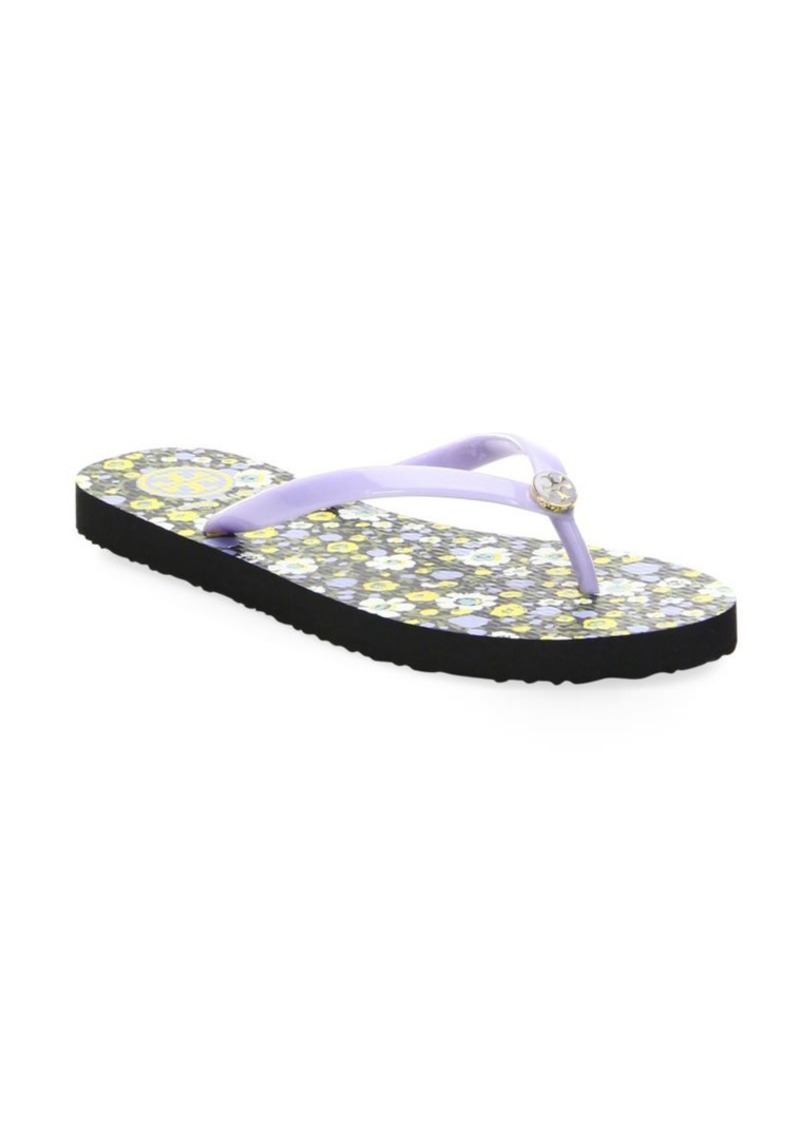 tory burch floral flip flops