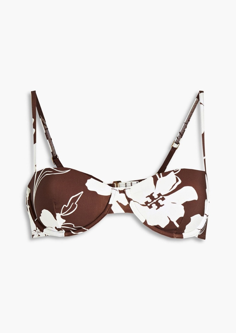 Tory Burch - Floral-print underwired bikini top - Brown - XS