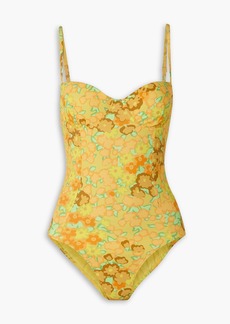 Tory Burch - Floral-print underwired swimsuit - Yellow - XS