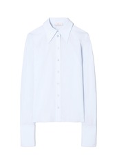 Tory Burch - Women's Classic Cotton-Poplin Button-Down Shirt - Blue - Moda Operandi