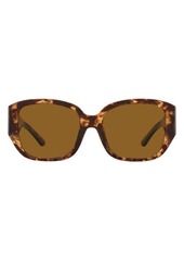 Tory Burch 54mm Square Sunglasses in Dark Tortoise Brown Polar at Nordstrom