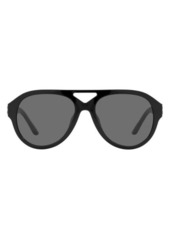 Tory Burch 55mm Pilot Sunglasses in Shiny Black/Grey Solid at Nordstrom