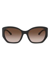 Tory Burch 55mm Polarized Cat Eye Sunglasses in Black/Dk Brown Gradient at Nordstrom