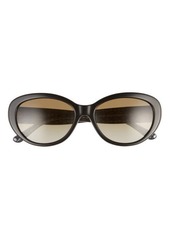 Tory Burch 56mm Gradient Cat Eye Sunglasses in Black/Smoke Gradient at Nordstrom