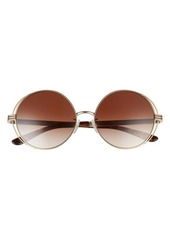Tory Burch 56mm Gradient Round Sunglasses in Shiny Gold/Brown Gradient at Nordstrom