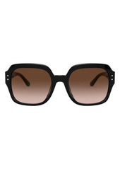 Tory Burch 56mm Round Sunglasses in Black/Dk Brown Gradient at Nordstrom