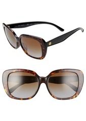 Tory Burch 56mm Rounded Square Sunglasses in Dark Tortoise/Brown Solid at Nordstrom